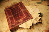 A unique edition of the Codex Atlanticus as it was in the 1600s. The book is a box made by Pompeo Leoni to collect all of the pages made by Mario Taddei in 2007